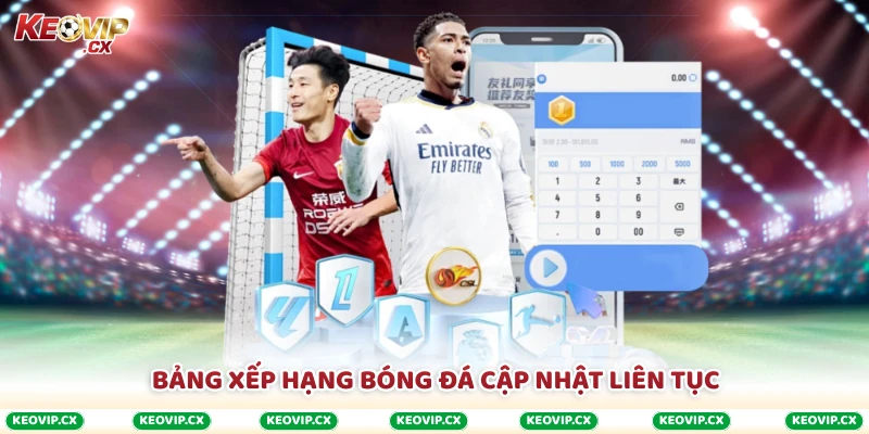 Bảng xếp hạng bóng đá cập nhật liên tục